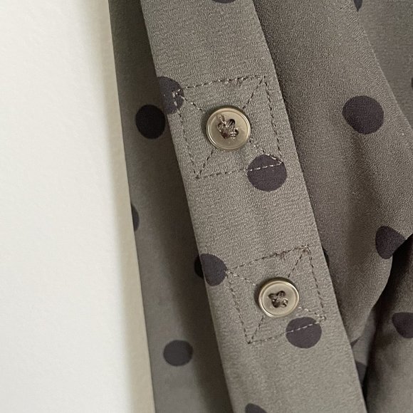 Express Olive & Black Polka Dot Blouse - Picture 2 of 8